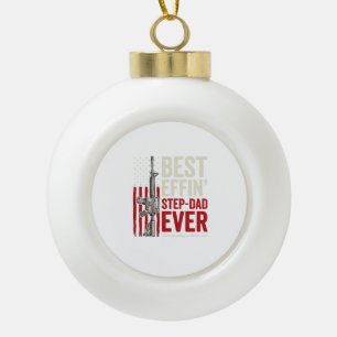 Best Effin Step-Dad Ever Patriotic Vintage Vector_ Ceramic Ball Christmas Ornament
