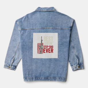 Best Effin Step-Dad Ever Patriotic Vintage Vector_ Denim Jacket