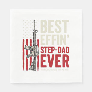 Best Effin Step-Dad Ever Patriotic Vintage Vector_ Napkin