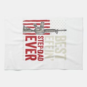 Best Effin Step-Dad Ever Patriotic Vintage Vector_ Tea Towel