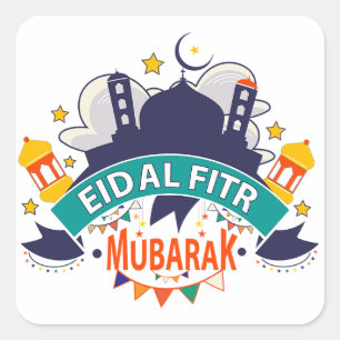 Best Eid Gift For Muslims - Eid Al-Fitr Al Mubarak Square Sticker