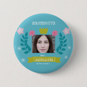 Best employee of the month - congrats - photo work 6 cm round badge