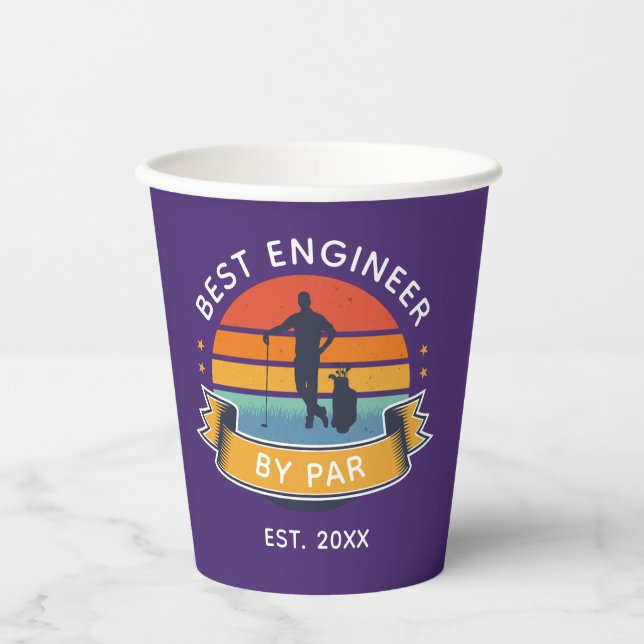 Best Engineer By Par Engineering Graduate Golfer Paper Cups (Front)