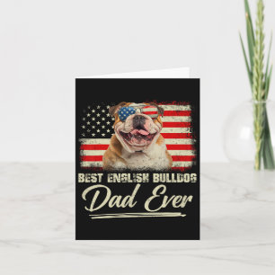 Best English Bulldog Dad Ever Daddy Usa Flag Fathe Card