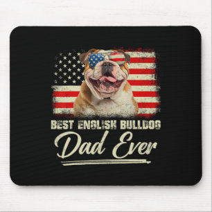 Best English Bulldog Dad Ever Daddy Usa Flag Fathe Mouse Pad