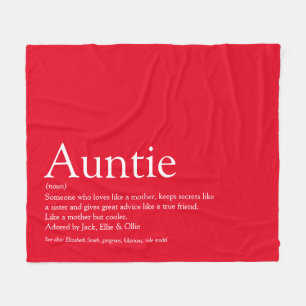 Best Ever Aunt Auntie Definition Cool Red Fun Fleece Blanket
