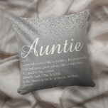 Best Ever Aunt Auntie Definition Silver Glitter Cushion<br><div class="desc">With silver glitter falling across a silver background,  you can personalise for your favourite,  special Aunt or Auntie to create a unique gift. A perfect way to show her how amazing she is every day. Designed by Thisisnotme©</div>