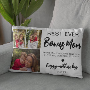 Best Ever Bonus Mum   3 Photo Lumbar Cushion