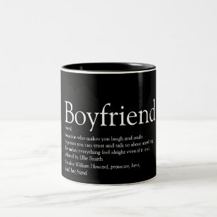 Best Ever Boyfriend Definition Black and White Two-Tone Coffee Mug