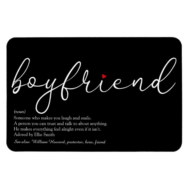Best Ever Boyfriend Definition Script Love Heart Magnet (Horizontal)