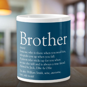 Best Ever Brother Definition Fun Quote Blue Large Coffee Mug