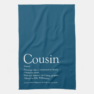 Best Ever Cousin Definition Blue Fun Tea Towel