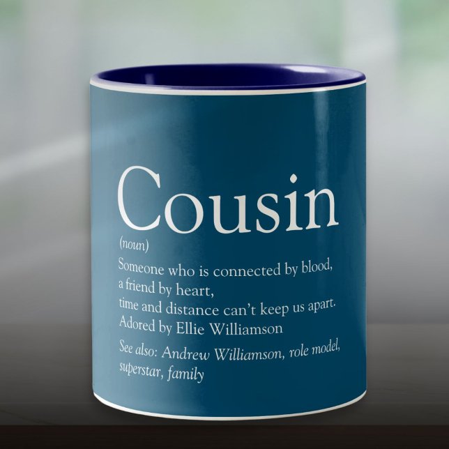 Best Ever Cousin Definition Quote Blue Two-Tone Coffee Mug (Best Ever Cousin Definition Quote Blue Two-Tone Coffee Mug)