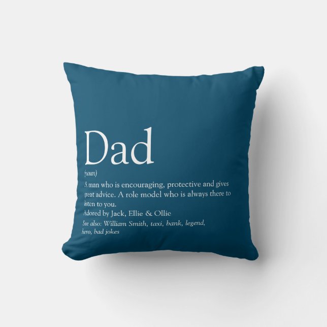 Best Ever Dad, Daddy, Father Definition Blue Cushion (Front)