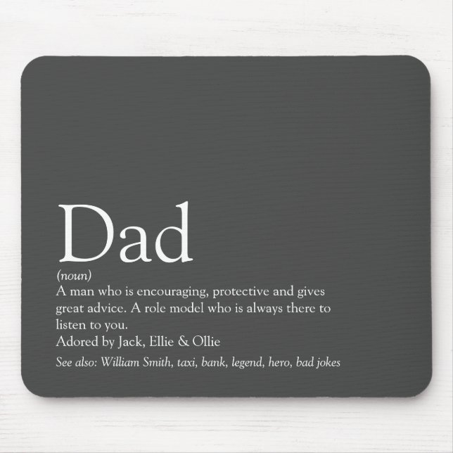 Best Ever Dad Daddy Father Definition Grey Mouse Pad (Front)