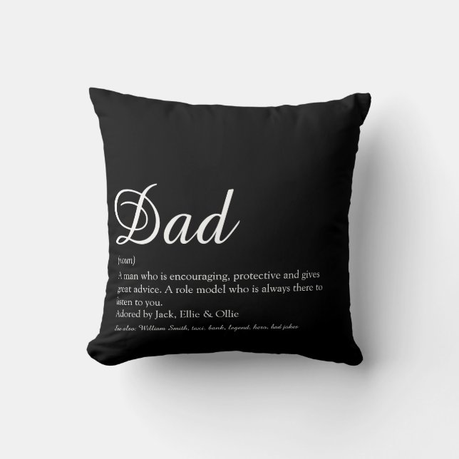 Best Ever Dad, Daddy, Father Definition Script Cushion (Front)