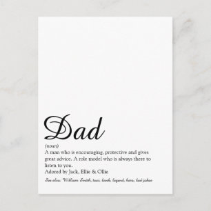 Best Ever Dad, Daddy, Father Definition Script Postcard