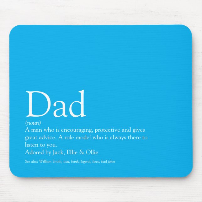 Best Ever Dad Daddy Father Definition Sky Blue Mouse Pad (Front)