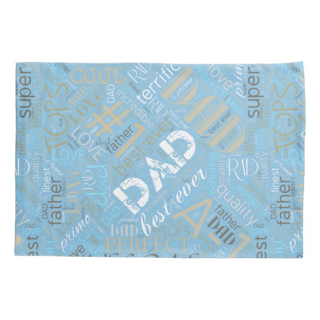 Best Ever Dad Word Cloud Blue ID263 Pillowcase (Back)