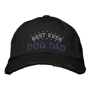 Best Ever Dog Dad Custom Colour Fun Saying Black Embroidered Hat