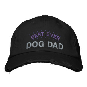 Best Ever Dog Dad Highlighted Fun Saying Black Embroidered Hat