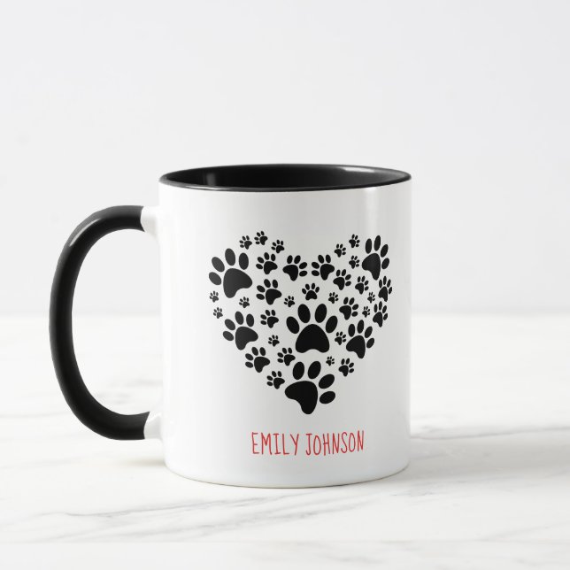 Best Ever Dog Mum with Paw Hearts Mug (Left)