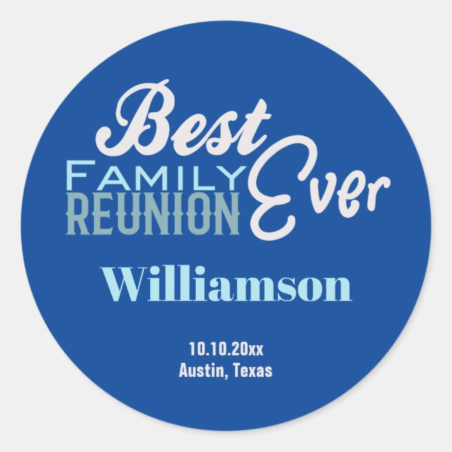 Best Ever Family Reunion Monogram Blue Invite Seal (Front)