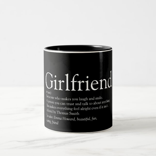 Best Ever Girlfriend Definition Black and White Two-Tone Coffee Mug (Center)