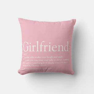Best Ever Girlfriend Love Hearts Definition Pink Cushion