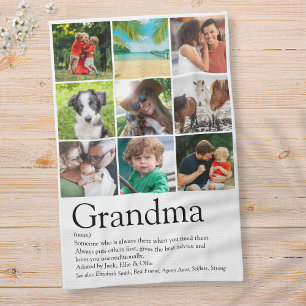 Best Ever Grandma Definition 9 Photo Collage Tea Towel