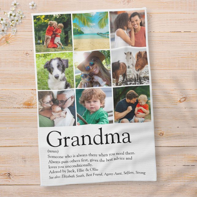 Best Ever Grandma Definition 9 Photo Collage Tea Towel (Creator Uploaded)