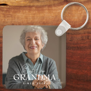 Best Ever Grandma Since 20XX Simple Elegant Photo Key Ring