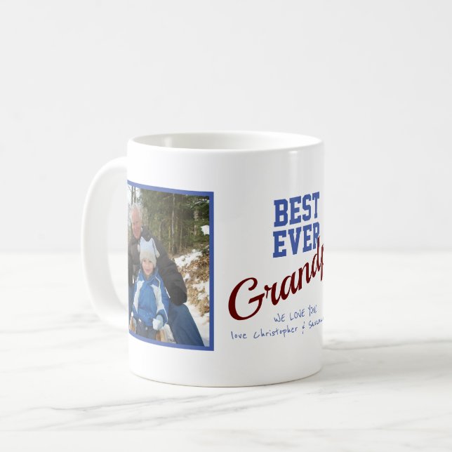 Best Ever Grandpa Custom 2 Photo Coffee Mug (Front Left)