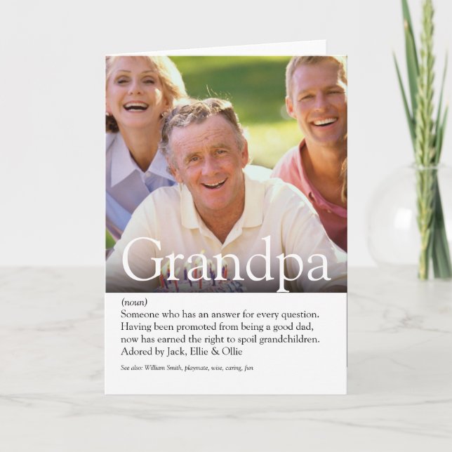 Best Ever Grandpa Grandad Papa Definition Photo Card (Front)