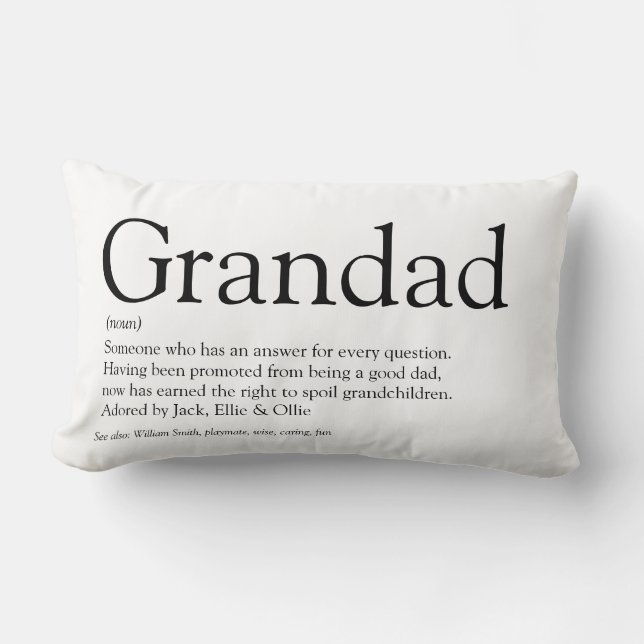 Best Ever Grandpa, Grandfather, Papa Definition Lumbar Cushion (Front)