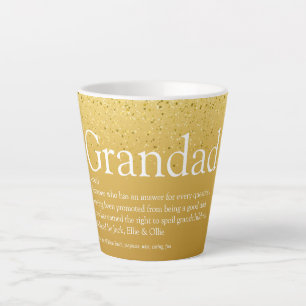 Best Ever Grandpa, Papa Definition Gold Glitter Latte Mug