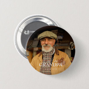 Best Ever Grandpa Since 20XX Simple Elegant Photo 6 Cm Round Badge