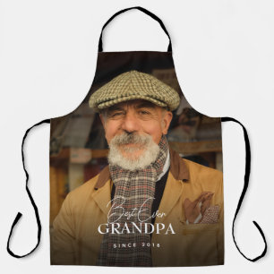 Best Ever Grandpa Since 20XX Simple Elegant Photo Apron