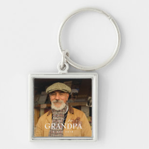 Best Ever Grandpa Since 20XX Simple Elegant Photo Key Ring