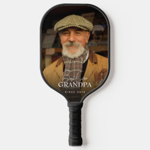 Best Ever Grandpa Since 20XX Simple Elegant Photo Pickleball Paddle