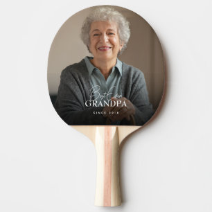 Best Ever Grandpa Since 20XX Simple Elegant Photo Ping Pong Paddle