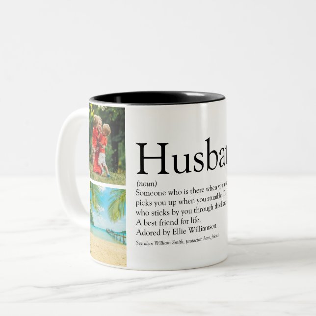 Best Ever Husband Definition 4 Photo Two-Tone Coffee Mug (Front Left)