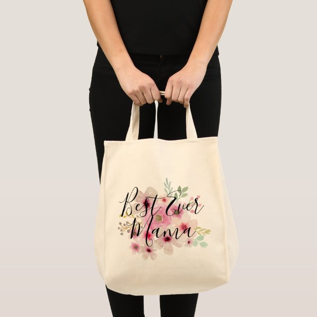 Best Ever MAMA - Floral Mothers Day Gift, Birthday Tote Bag (Front (Product))