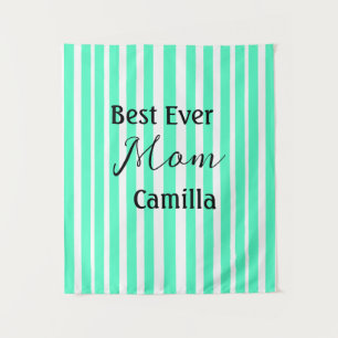 Best ever mom green stripped pattern pastel neon tapestry