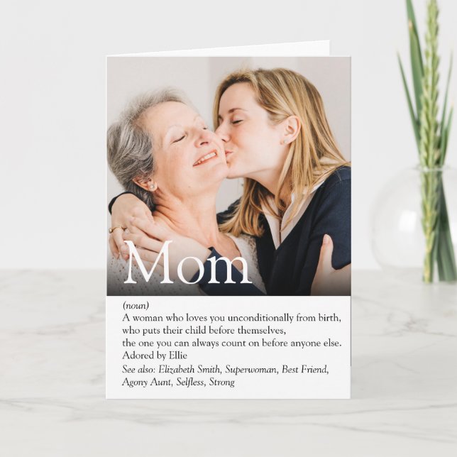 Best Ever Mom Mum Mother Definition Photo Card (Front)