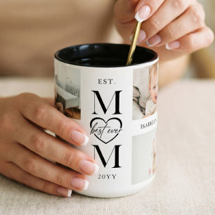 Best Ever Mom Personalized 4 Photo Collage Mother Two-Tone Coffee Mug