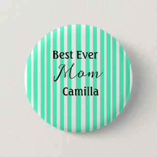Best ever mum green stripped pattern pastel neon  6 cm round badge