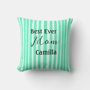 Best ever mum green stripped pattern pastel neon cushion