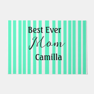 Best ever mum green stripped pattern pastel neon doormat