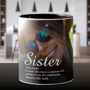 Best Ever Sister Definition Chic Script Photo Two-Tone Coffee Mug